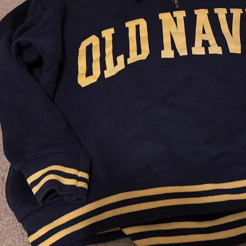 Vintage Old Navy Dark Blue Sweatshirt with Yellow Accents - Picture 3 of 4